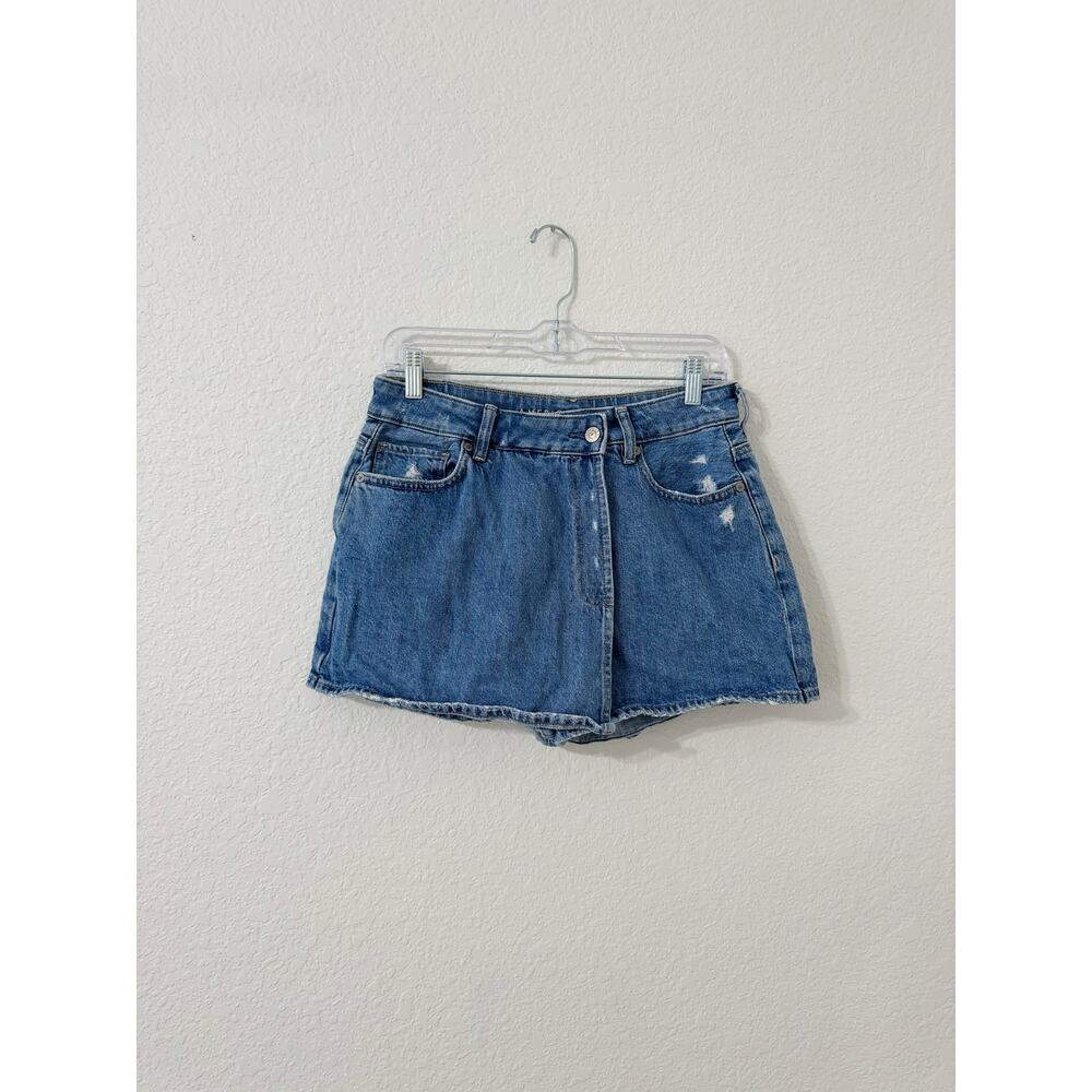 American Eagle Mom Skort High Rise Distressed Denim Skort Size 8